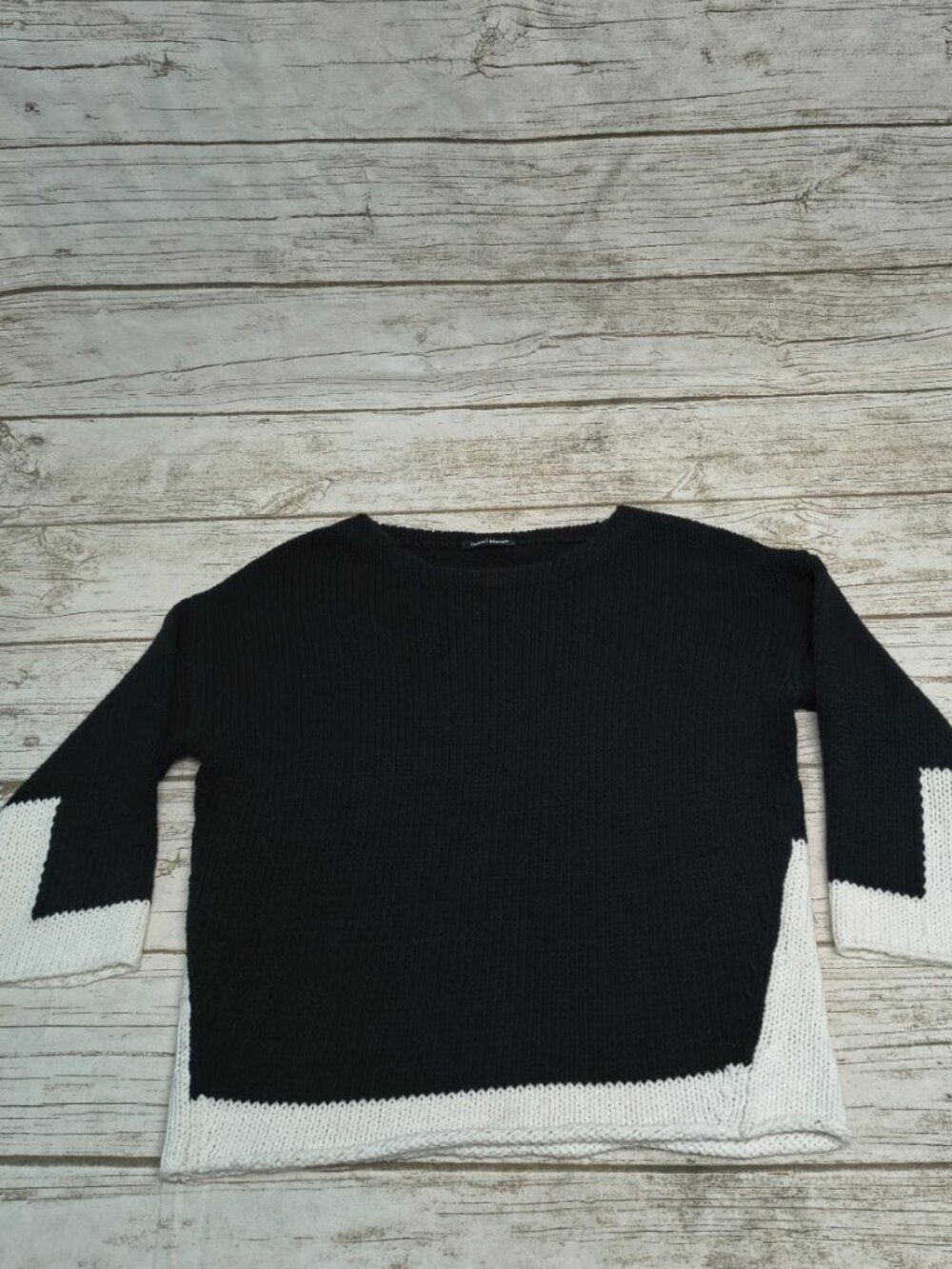 Luisa Cerano Black & White Colorblock Knit Sweater Size USA 4